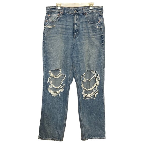 American Eagle Outfitters Denim - American Eagle Womens Jeans Sz 16 Strigid Highest Rise Baggy Straight Destroyed